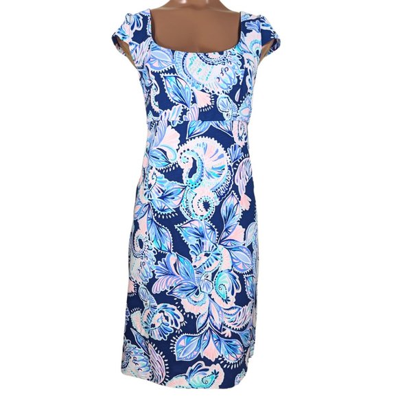 Lilly Pulitzer Dresses & Skirts - Lilly Pulitzer 10 Laurent High Tide Cap Sleeve Knee Length Lined Pencil Dress